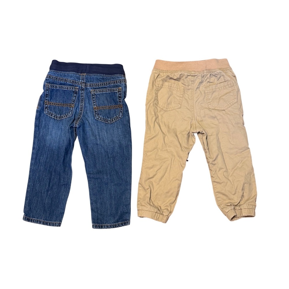 Carter's Cat & Jack Boys Toddler Jeans Khaki Joggers Bundle Size 18M 2T Blue Tan - Picture 2 of 5